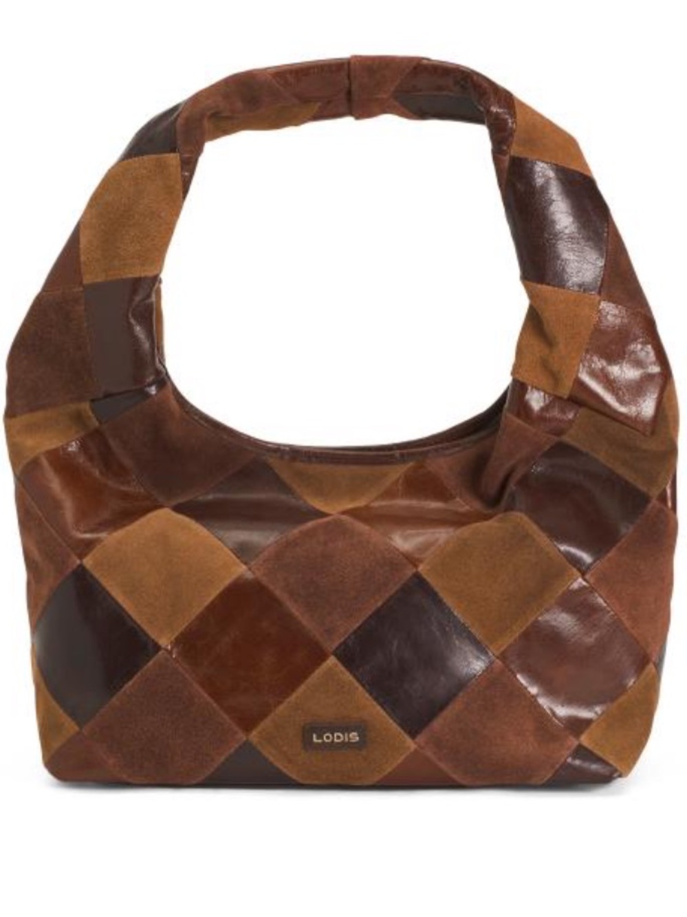Lodis Patchwork Multi-Brown Leather & Suede Hobo
